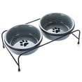 thumbnail image 1 of Cat Food Bowls, Porcelain Raised Cat or Small Dog Bowls with Heighten Metal Stand and Non-Slip Bottom 15 Ounces (Grey), 1 of 6