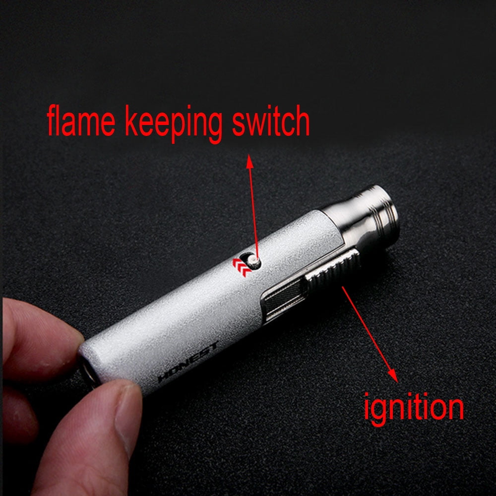 Honest Portable Torch Jet Frame Pen Style Cigarette Cigar Butane Gas Lighter - BLACK