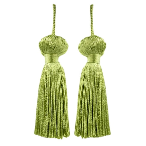 3" (7.5cm) Small Bell Tassel | Craft Tassel # BT3,, Spring Green #L43 (Light Yellow Green) Set of 2