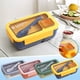 thumbnail image 1 of Fiambrera Portátil de Plástico con Hebilla de Cierre, Compartimento Doble con Compartimentos para Condimentos, Gran Capacidad para Comidas, Ideal para Picnics En La Oficina, Incluye Cuchara,, 1 of 4