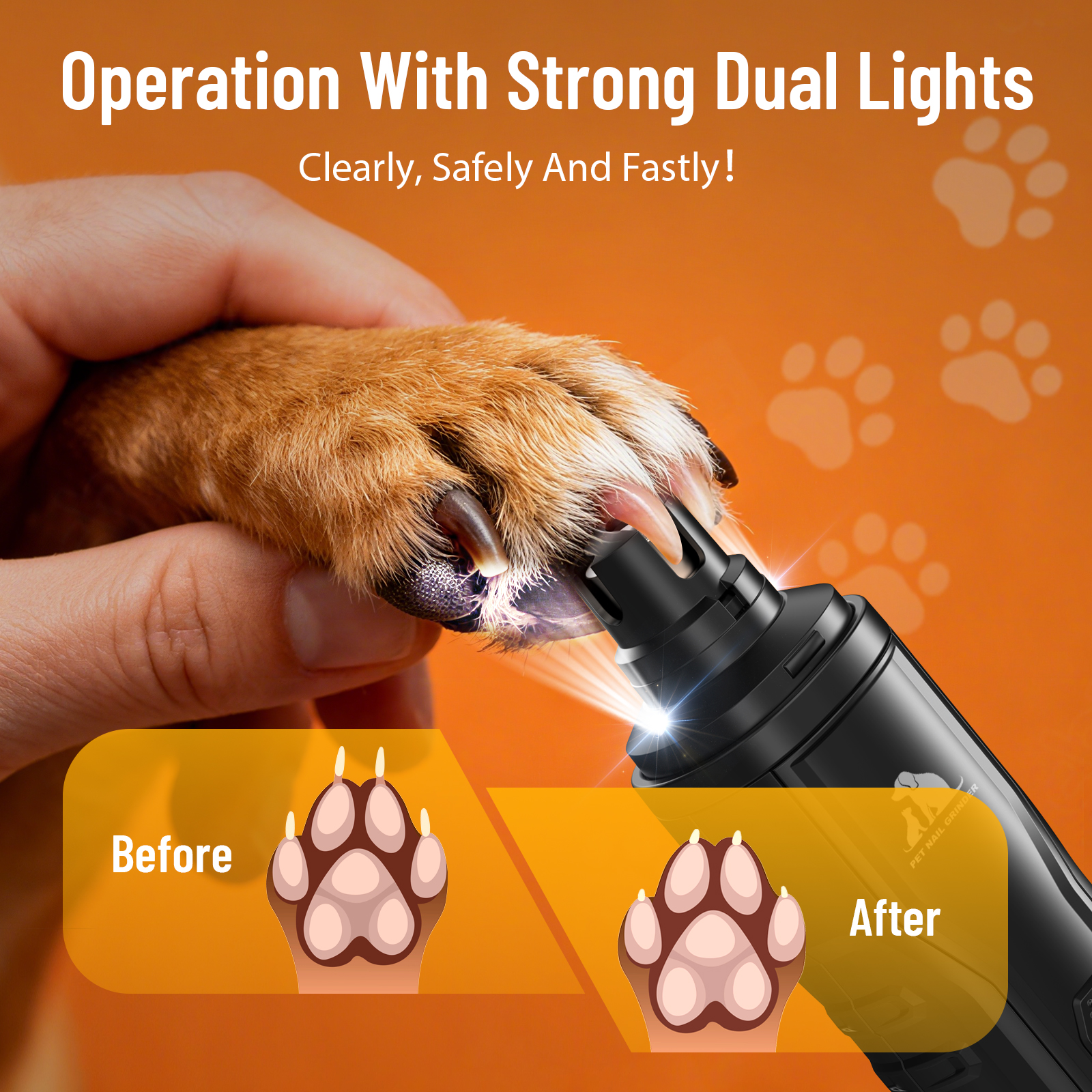 Skdwakiz Professional Pet Nail Grinder with Dual LED Lights photo 2