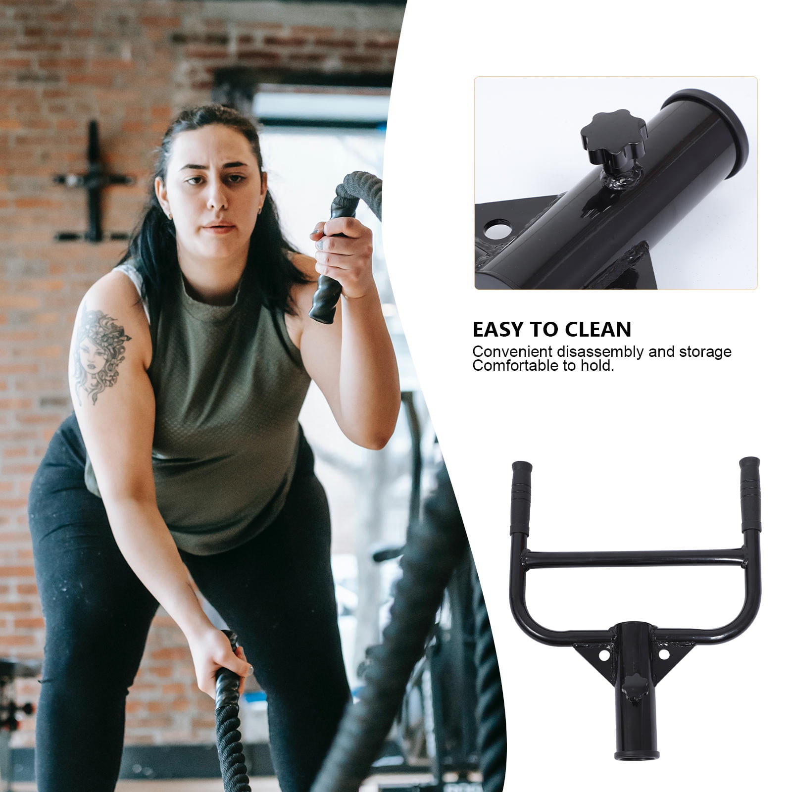 PENIKOKO Black Barbell Handle Gym Equipment for Back Pulling Exercise, Easy to Install Fitness Workout Accessory, 1Pc