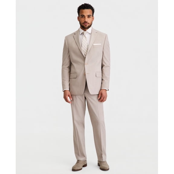 Perry Ellis Portfolio Mens Modern fit 2 Piece Suit 44 L Pants 37 / 34 Light Tan