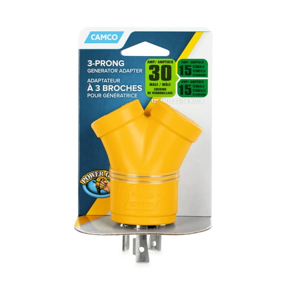 Camco PowerGrip Camper/RV 3-Prong Generator Adapter (55433)