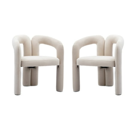 Homefun Velvet Barrel Dining Chairs Set of 2 Modern Accent Armchairs Upholstered Kitchen Living Room Seating Contemporary Design