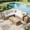 7-Piece with Fire Pit, variant on SUMMIT LIVING 4-Seat Wicker Outdoor Patio Furniture Set with 42" Fire Pit Table, Outdoor Patio Sectional Set with 2 in 1 50000 BTU Propane Fire Pit Table with Hidden Tank Table