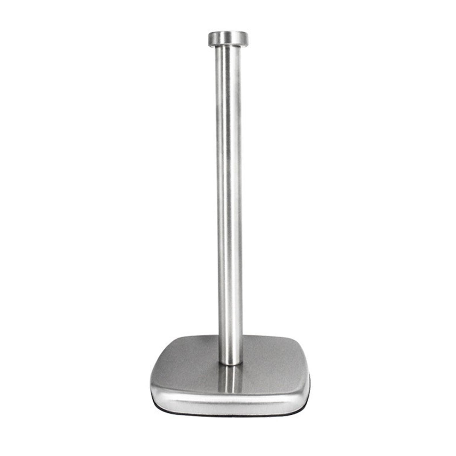 Opvise Stainless Steel Paper Towel Holder with Thick Pole Design, One-Handed Tear, Universal Roll Compatibility, Non-Slip Weighted Base, Durable & Modern Kitchen/Bathroom Organizer
