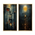 thumbnail image 2 of Designart "Retro Minimalism Urban Blues" Modern Geometric Framed Wall Art Set Of 2 - Modern Gold Gallery Wall Frame Set For Home Decor, 2 of 6