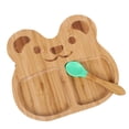 thumbnail image 2 of Plato de madera de bambú para bebés y niños pequeños con base de succión, vajilla para alimentación infantil Soportar, 2 of 9
