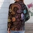 thumbnail image 7 of Delconic Womens Halloween Print Button Down Shirt Long Sleeve Casual Regular Fit Collared Blouse Floral Ghost Pattern Top Gold 3XL, 7 of 7