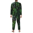 thumbnail image 5 of Kll Lush Foliage Green Plant Sleepwear Mens Flannel Pajamas,Long Cotton Pj Set, 5 of 9