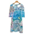 thumbnail image 4 of Blue Watercolor Spring Pastel Hydrangea Flower Pattern Square Neck Dress Sweet Summer Dress Women Elegant Halter Print Dress, 4 of 5