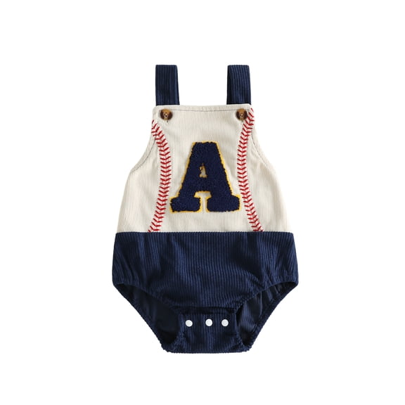 BemeyourBBs Newborn Baby Boy Baseball Outfit Baby Boys Summer Clothes One Piece Romper Overalls 0 3 6 12 18 Months Cute Letter Embroidery Sleeveless Square Neck Bodysuit Jumpsuit Playsuit