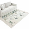 thumbnail image 4 of Green Coastal Washable Area Rug 3'x5',Summer Eucalyptus Leaves Beach Ocean Starfish Conch Woven Cotton Tassels Kitchen Rugs,Non Slip Indoor Door Mat Throw Carpet for Entryway Living Room Laundry Room, 4 of 9