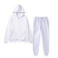 thumbnail image 2 of KKBOTIVE Men's Zip Up Sweatsuit - Casual Fleece Sweater Suit Loose Cardigan Hoodie Sweatpants 2 Piece Set Mens Fall Winter Tracksuit ( White Size: L ), 2 of 3