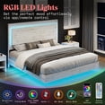 thumbnail image 5 of Merluxy Full Floating Bed Frame with Recline Headboard,LED Light, No Box Spring Needed/Noise Free, Distressed White, 5 of 8