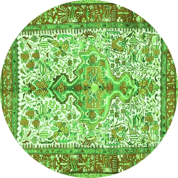 Ahgly Company Indoor Round Persian Green Traditional Area Rugs, 8' Round