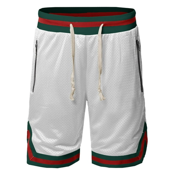 FashionOutfit Men's Casual Active Sports Side pokets with Zipper Double Meshed Shorts