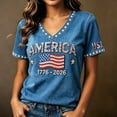 thumbnail image 2 of Wang6 Womens 250th Anniversary USA Shirts Plus Sized America Flag 1776-2026 Printed V Neck Tshirts 4th of July Tops Short Sleeve Independence Day Graphic Tees Y_0527liBlue XXXL, 2 of 4