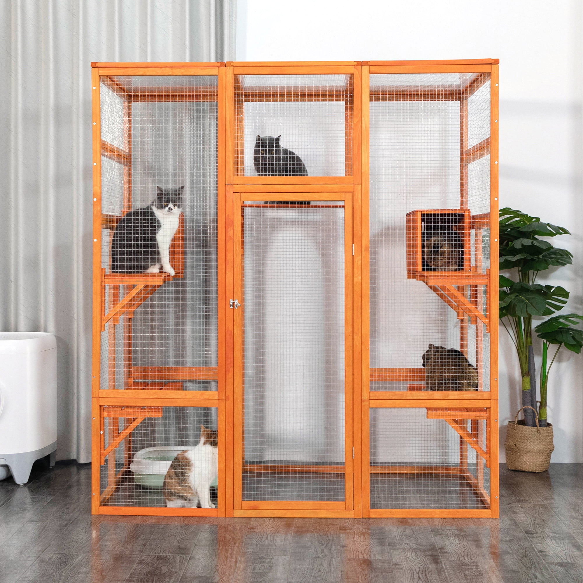 Coziwow Cat Enclosure Cat House Catio Small Animal Playpen Outdoor, Orange