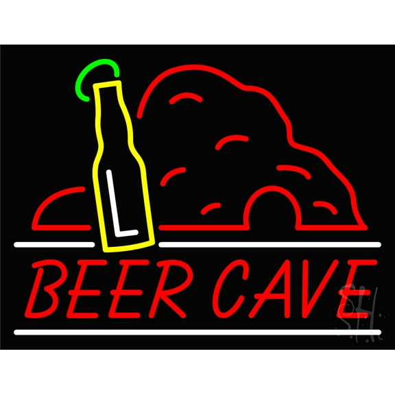 Beer Cave LED Neon Sign 15 x 19 - inches, Clear Edge Cut Acrylic Backing, with Dimmer - Bright and Premium built indoor LED Neon Sign for Bar decor.