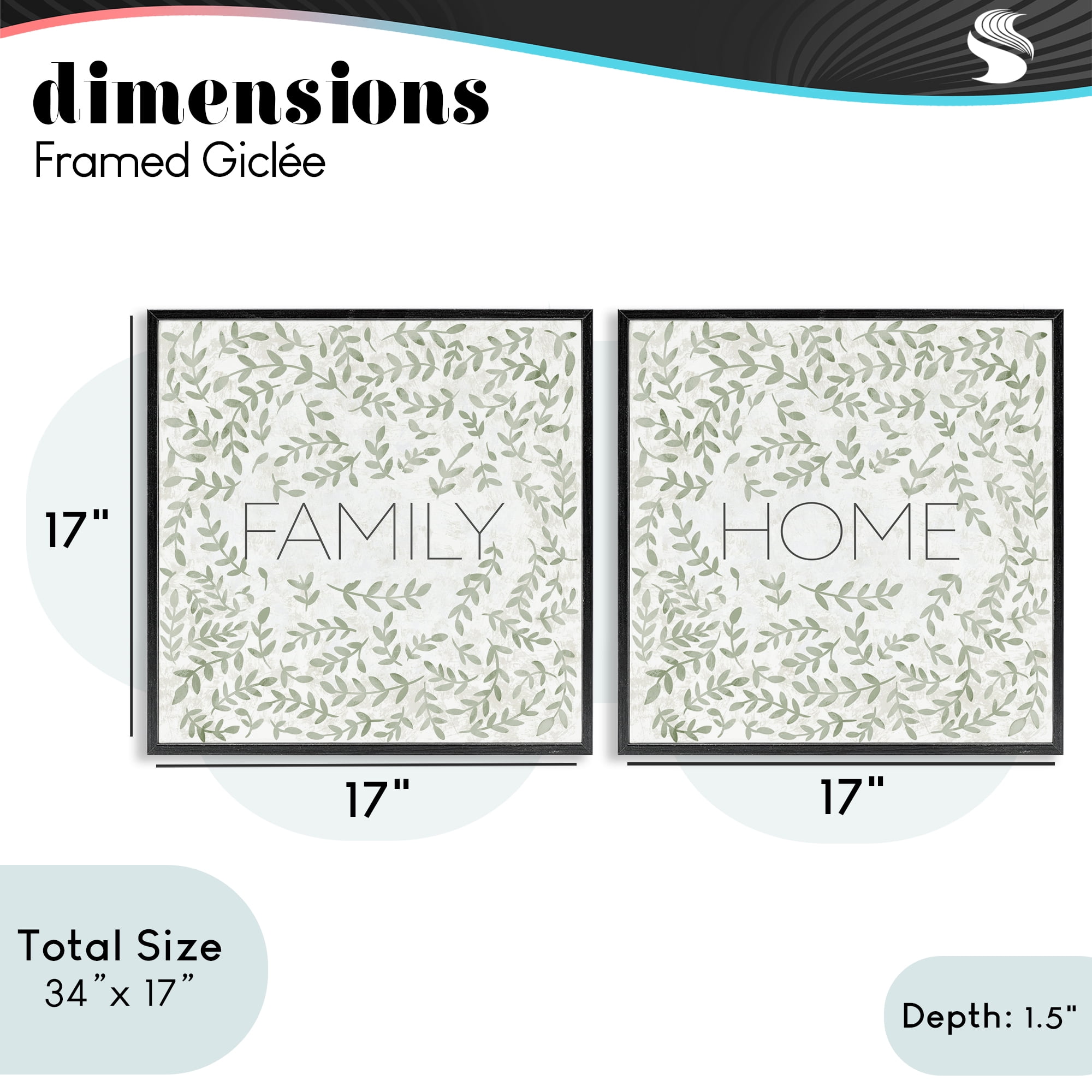 Stupell Industries Curved Ivy Sprigs Phrases 2 Piece Black Framed Giclee Art Set, design by SD Graphics Studio