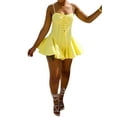 thumbnail image 3 of hirigin Women Summer Mini A-line Dress Solid Color Low-Cut Sleeveless Sling Dress Front Cross Bandage Short Corset Dress, 3 of 6