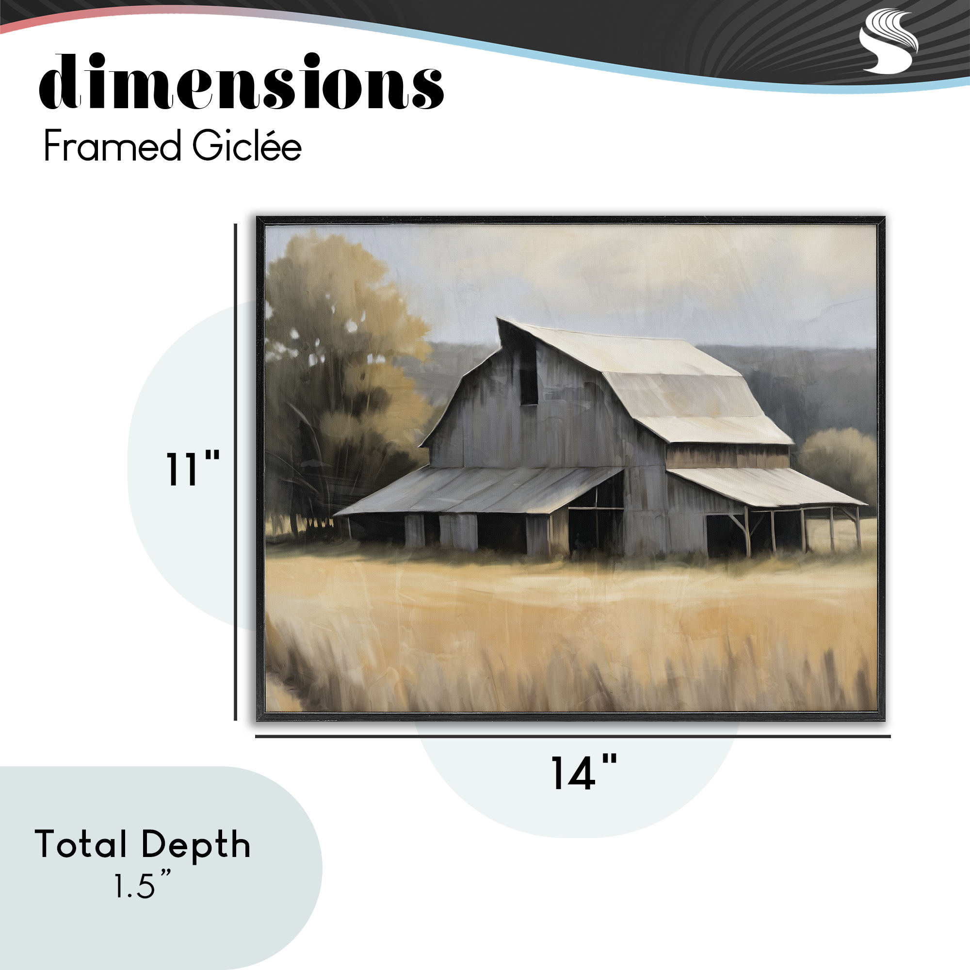 Stupell Industries In The Field Farm Structure Black Framed Giclee Art, design by Kim Allen