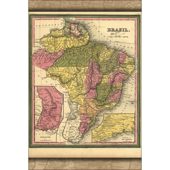 24"x36" Gallery Poster, map of brazil 1846