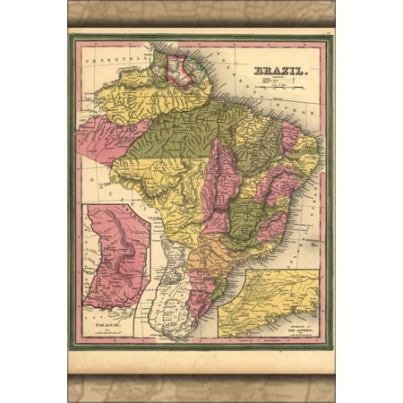 24"x36" Gallery Poster, map of brazil 1846