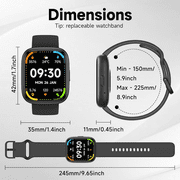 Smart Watch for Women and Men Compatible with Android and iOS, 1.83 HD Touchscreen Smartwatch with Alexa Built-in, Bluetooth Calling, IP68 Waterproof, 120+ Sports, Black
