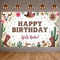 thumbnail image 3 of Western Style Banner Pink Flowers Girls' Rodeo Banner Cowboy Boots Cactus Decor Western Background for Girls' Birthday Party Western Theme Party Rodeo Gathering, 3 of 9