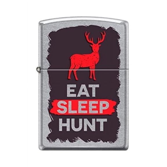 Zippo Lighter- Eat Sleep Hunt Whitetail Deer Street Chrome Lighter #Z5186