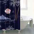 thumbnail image 5 of Beach Vacation Shower Curtain, Aloha Hawaiian Paradise with Tropical Palm Tree and Nautical Coastal Scene, Waterproof Boho Fabric with Hooks, Great for Summer Bathroom Decor, 5 of 5