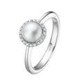 thumbnail image 4 of Lafonn Birthstone Sterling Silver Platinum Plated Lassire JUNE Ring (Fresh Water Pearl: 6mm.), 4 of 5