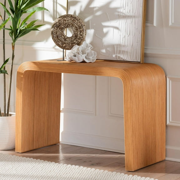 bali & pari Guevara Boho Console Table, Light Honey