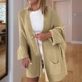 thumbnail image 2 of Lovskoo Cardigan Sweaters for Women Winter Solid Color Casual Long Sleeve Long Sweater Coat Cardigan Blouse Tops Khaki, 2 of 9