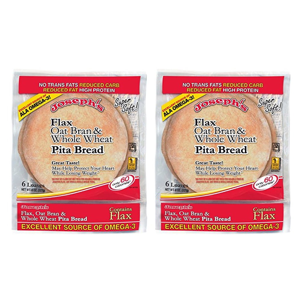 Joseph's Bakery Flax Oat Bran and Whole Wheat Pita Bread Reduced Carb (2 Pack)