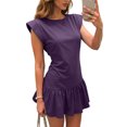 thumbnail image 2 of vigerkar Summer Dresses for Women V Neck Cap Sleeve Ruffle Hem Smock Short Dress (Purple, XXL), 2 of 9
