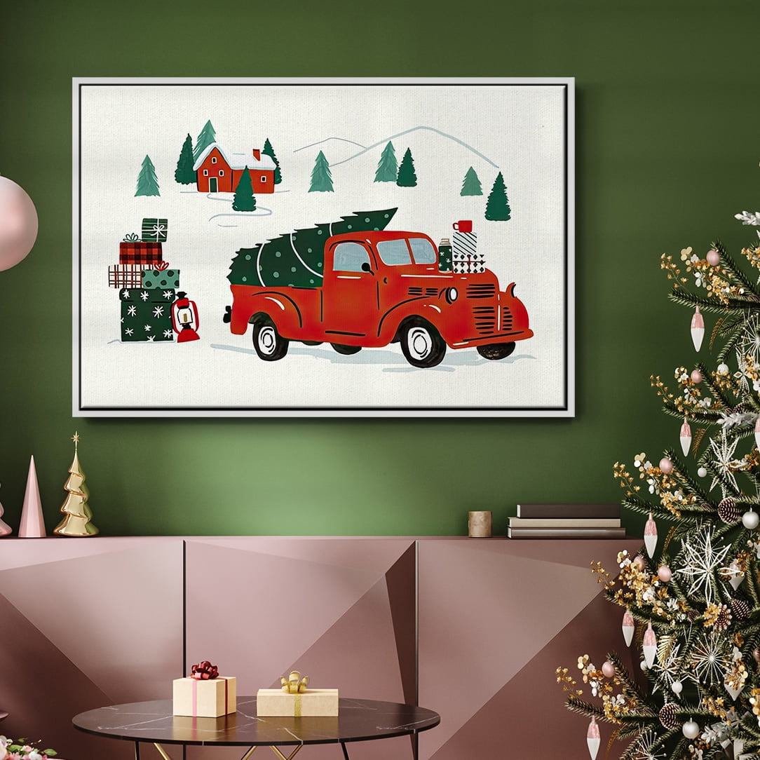 Going to Grandmas Collection A - Framed Gallery Wrapped Holiday Canvas - 25 x 37 - White Frame