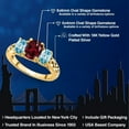 thumbnail image 2 of Gem Stone King 18K Yellow Gold Plated Silver Red Rhodolite Garnet and Blue Zircon Filigree Style 3 Stone Ring for Women (2.65 Cttw, Oval 8X6MM and 6X4MM) (Size 7), 2 of 6