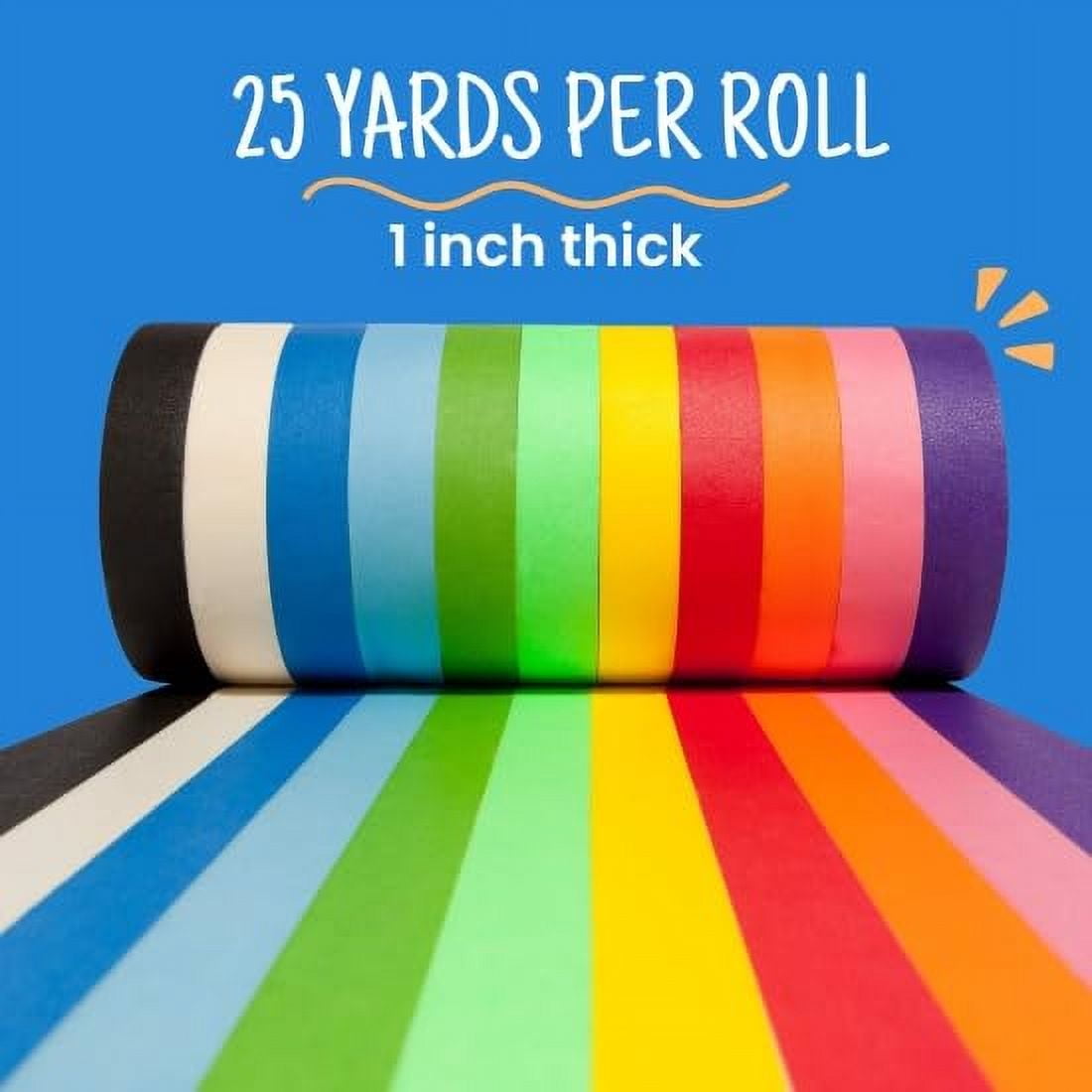 Craftzilla Colored Masking Tape, 11 Rolls, 825 ft x 1 in, Painters Tape for Crafts & Labeling