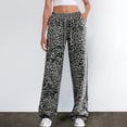thumbnail image 2 of Bovemsi Womens Pants Women's Leopard Print Wide Leg Patched Elastic Waist Casual Loose Trousers Travel Pants, 2 of 4