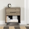 thumbnail image 3 of Nightstand 1 Drawer Weathered Oak Finish Modern Bedside Table, 3 of 10