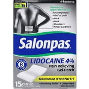 Salonpas LIDOCAINE 4% Pain Relieving Gel-Patch, 15 Patches