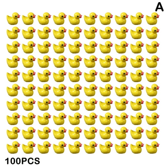 BESTSKY 100/200PCS Mini Rubber Ducks Miniature Resin Ducks Yellow Tiny Duckies
