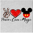 thumbnail image 2 of Peace Love Magic Shirt Adult Women Ladies Character Tshirt (Mickey-Gray, Large), 2 of 5