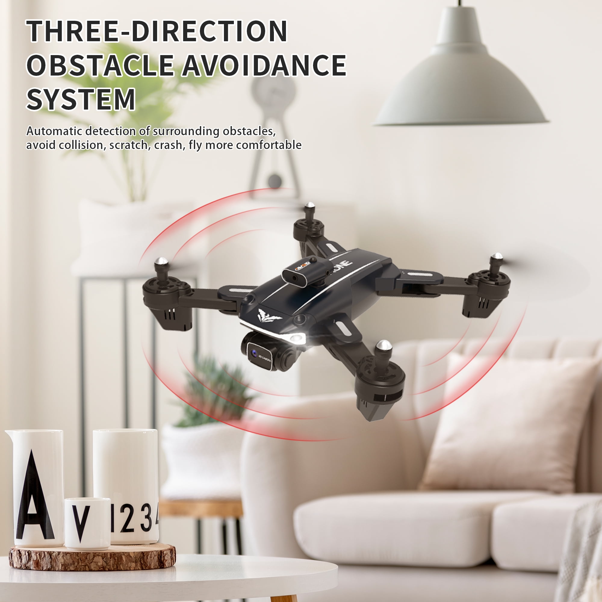 D89 RC Drone with 4K HD Dual Camera for Adults and Kids, FPV RC Quadcopter with 3 Batteries, Black