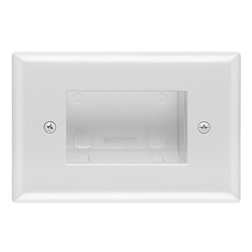 Monoprice Easy Mount Low Voltage Cable Recessed Wall Plate White Slim Fit