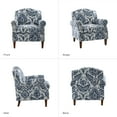 thumbnail image 6 of Upholstered Floral Armchair Set of 2 Single Lounge Sofa Accent Chair Nailhead Trim Wooden Legs Home Living Room Bedroom Navy, 6 of 7